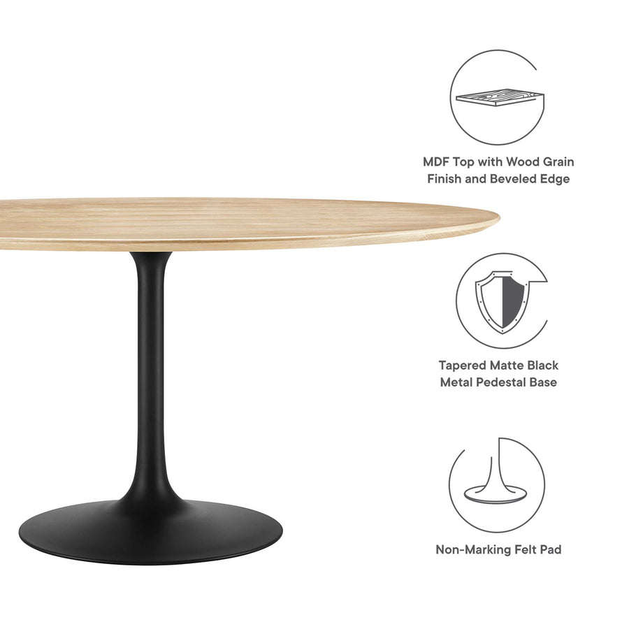 Lumen 60" Round Wood Dining Table in Black Natural
