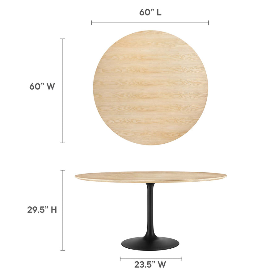 Lumen 60" Round Wood Dining Table in Black Natural