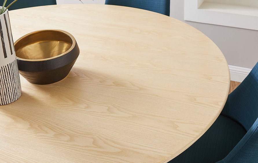 Lumen 60" Round Wood Dining Table in Black Natural