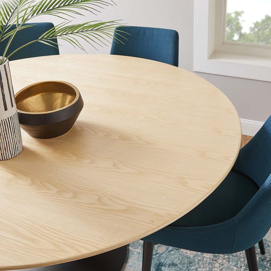Lumen 60" Round Wood Dining Table in Black Natural