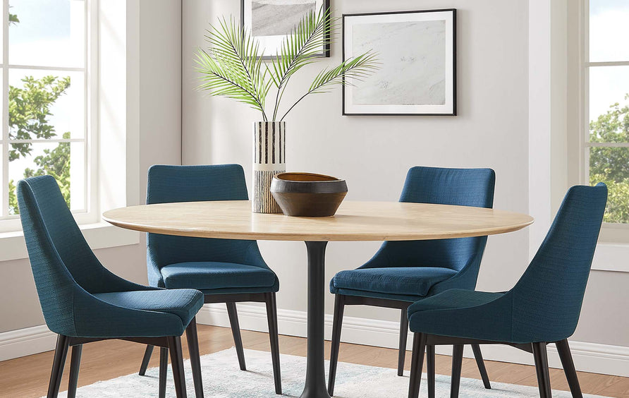 Lumen 60" Round Wood Dining Table in Black Natural