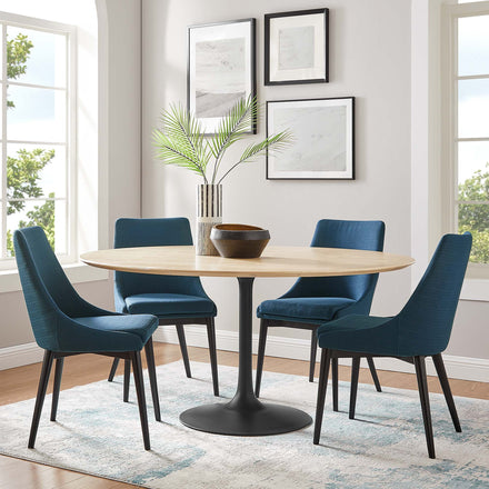 Lippa 60" Round Wood Dining Table in Black Natural
