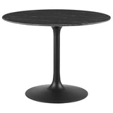 Lumen 40" Round Faux Marble Dining Table in Black Black