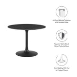 Lumen 40" Round Faux Marble Dining Table in Black Black