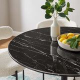 Lumen 40" Round Faux Marble Dining Table in Black Black