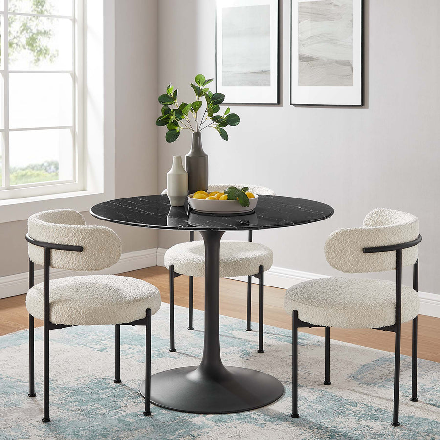 Lumen 40" Round Faux Marble Dining Table in Black Black