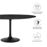 Lumen 60" Round Faux Marble Dining Table in Black Black