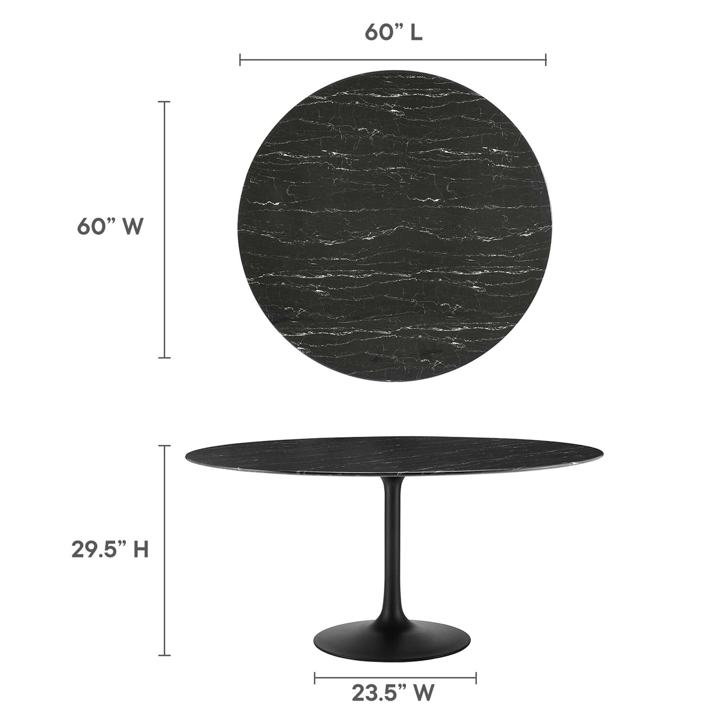Lippa 60" Round Faux Marble Dining Table by Furniture For America