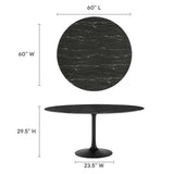 Lumen 60" Round Faux Marble Dining Table in Black Black