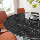 Lumen 60" Round Faux Marble Dining Table in Black Black