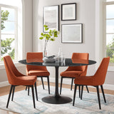 Lumen 60" Round Faux Marble Dining Table in Black Black