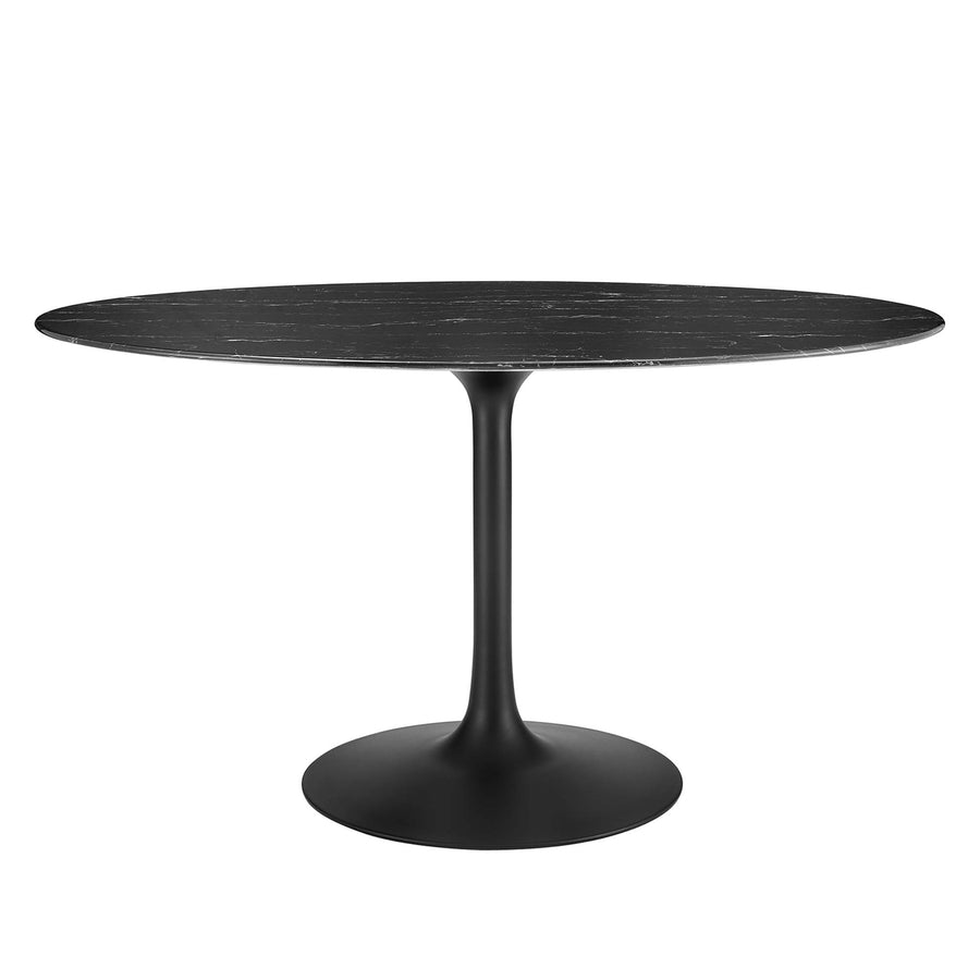 Lumen 54" Oval Faux Marble Dining Table in Black Black