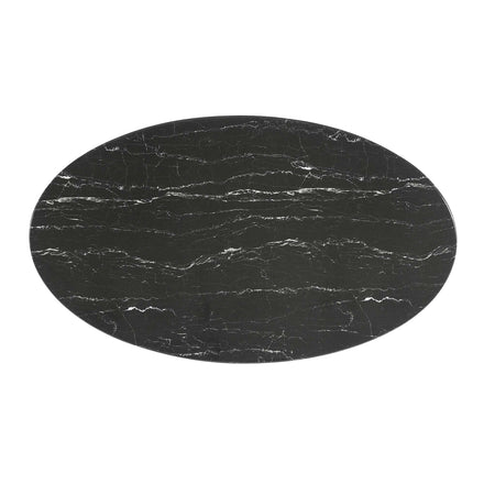 Lippa 54" Oval Faux Marble Dining Table in Black Black