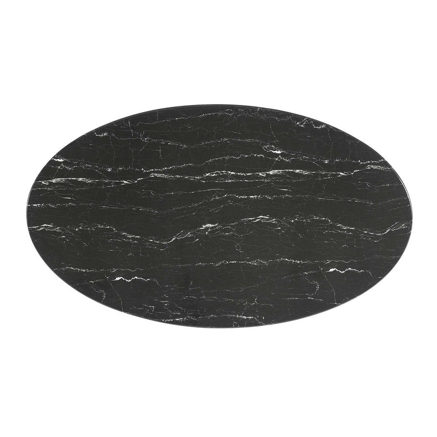 Lumen 54" Oval Faux Marble Dining Table in Black Black