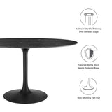 Lumen 54" Oval Faux Marble Dining Table in Black Black