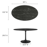 Lumen 54" Oval Faux Marble Dining Table in Black Black
