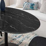 Lumen 54" Oval Faux Marble Dining Table in Black Black