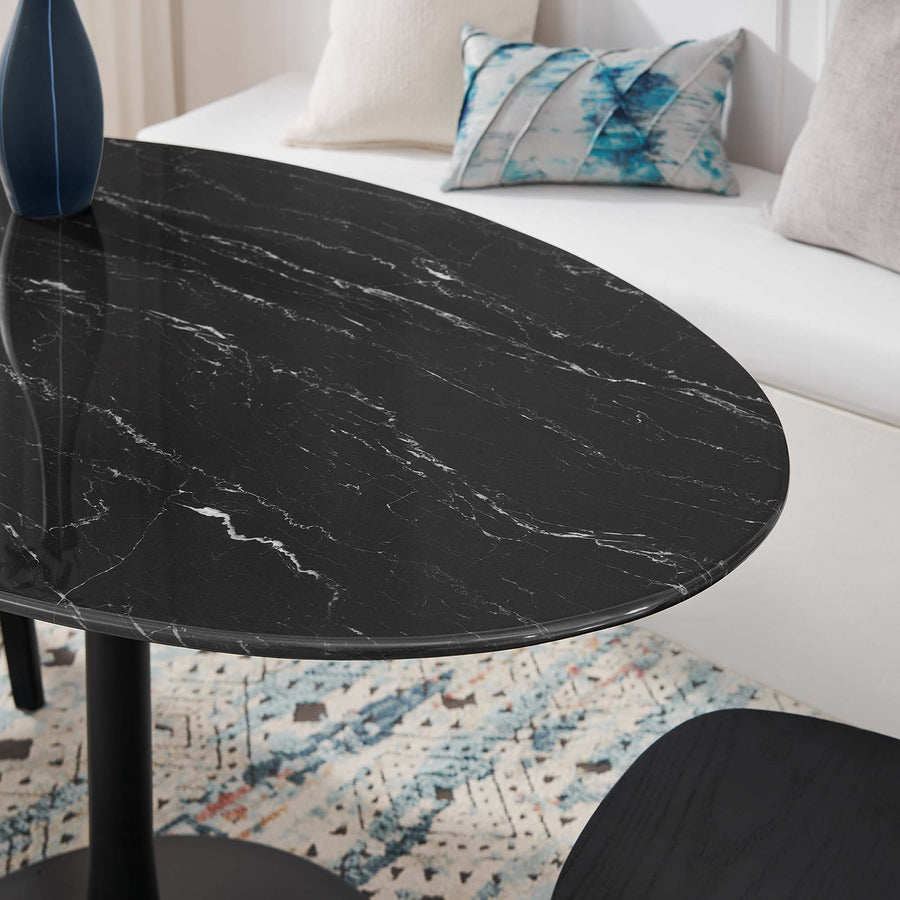 Lumen 54" Oval Faux Marble Dining Table in Black Black