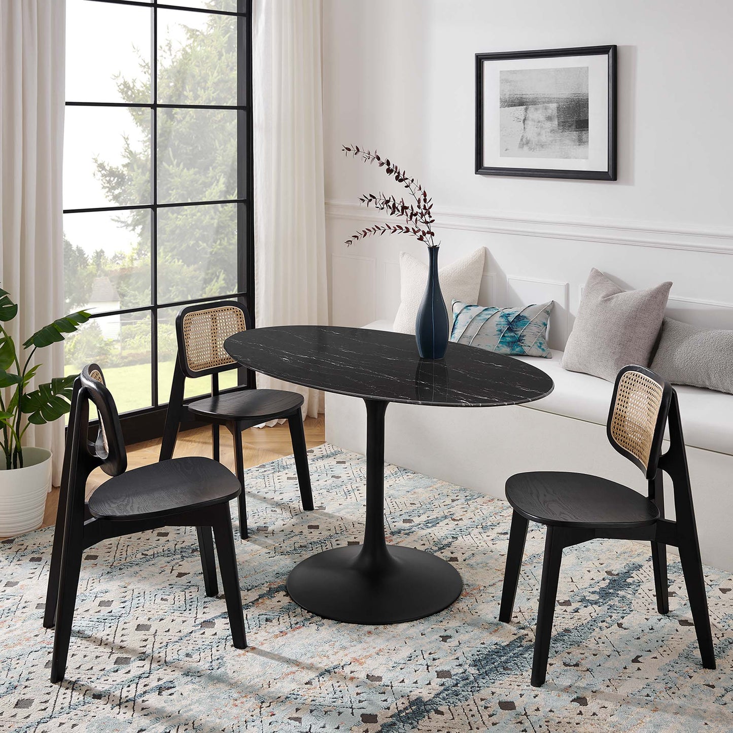Lippa 54" Oval Faux Marble Dining Table by Furniture For America