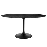 Lumen 60" Oval Faux Marble Dining Table in Black Black