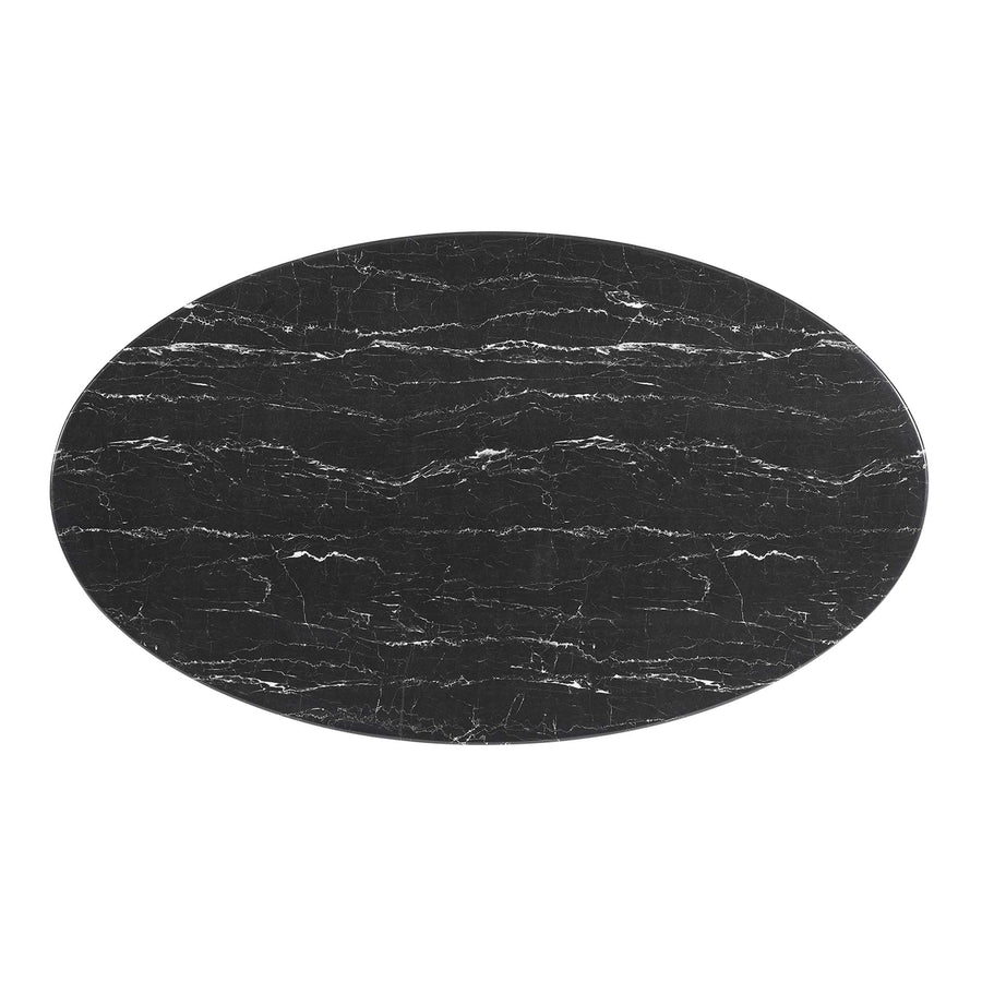 Lumen 60" Oval Faux Marble Dining Table in Black Black