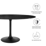 Lumen 60" Oval Faux Marble Dining Table in Black Black