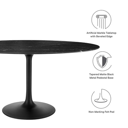 Lippa 60" Oval Faux Marble Dining Table by Furniture For America