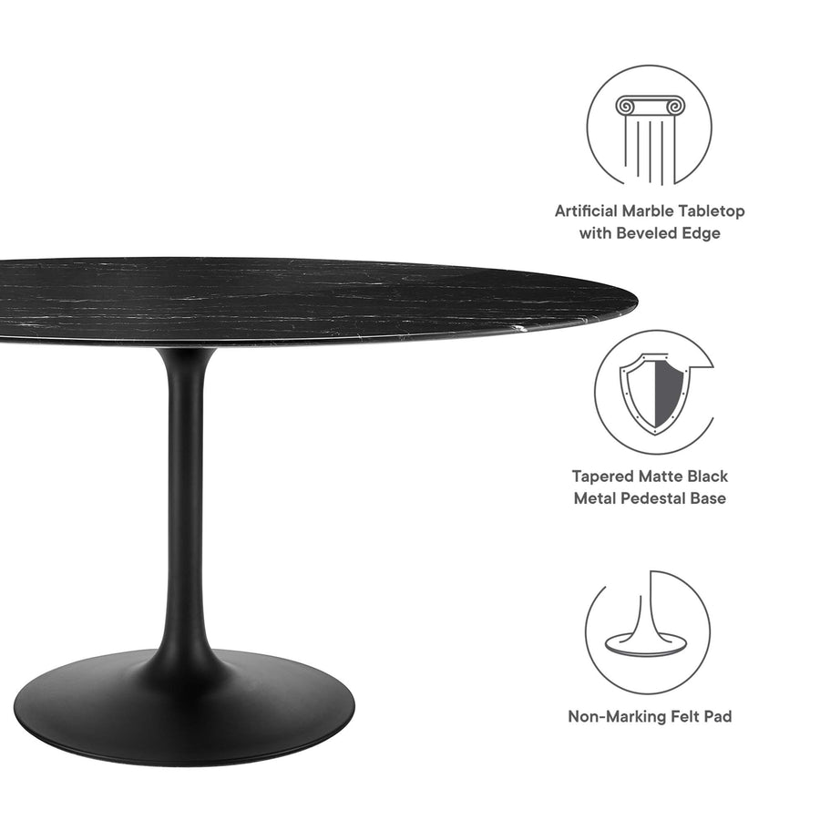 Lumen 60" Oval Faux Marble Dining Table in Black Black