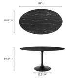 Lumen 60" Oval Faux Marble Dining Table in Black Black