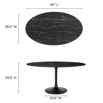 Lippa 60" Oval Faux Marble Dining Table by Furniture For America