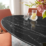 Lumen 60" Oval Faux Marble Dining Table in Black Black