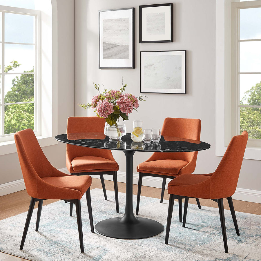 Lumen 60" Oval Faux Marble Dining Table in Black Black