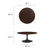 Lumen 36" Round Wood Coffee Table in Black Cherry Walnut