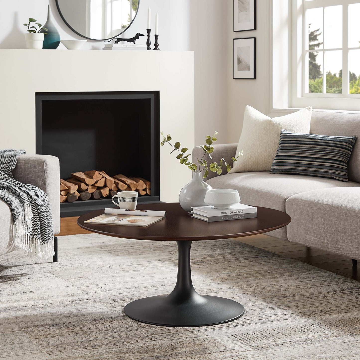 Lippa 36" Round Wood Coffee Table by Furniture For America