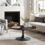 Lumen 36" Round Wood Coffee Table in Black Cherry Walnut