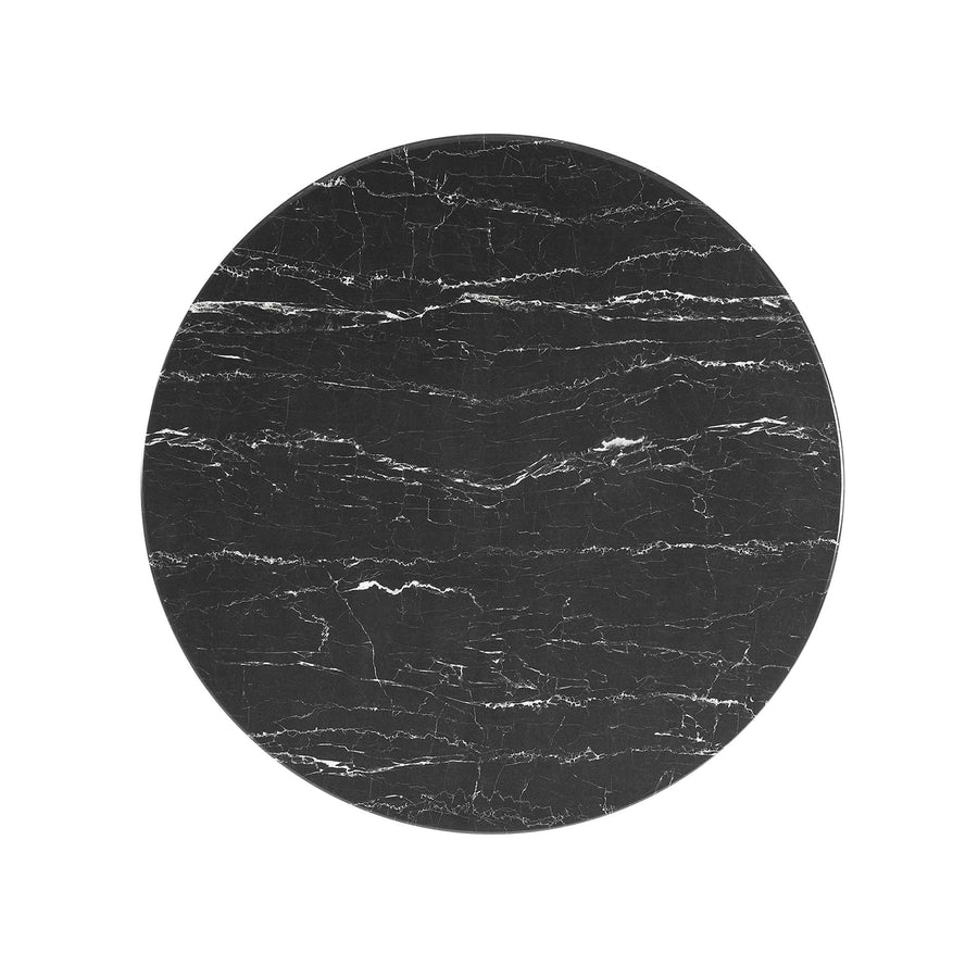 Lumen 36" Round Faux Marble Coffee Table in Black Black