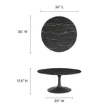 Lumen 36" Round Faux Marble Coffee Table in Black Black