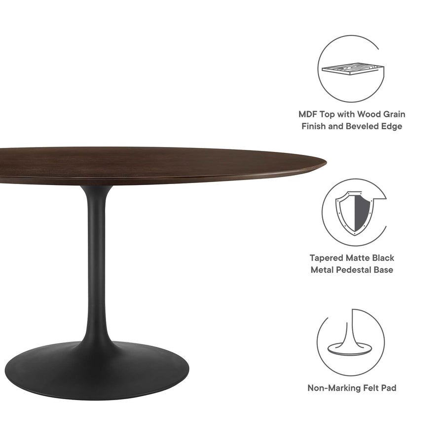 Lumen 60" Oval Wood Dining Table in Black Cherry Walnut