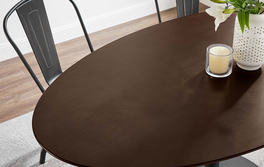 Lumen 60" Oval Wood Dining Table in Black Cherry Walnut