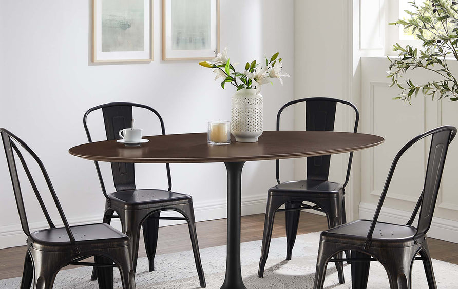 Lumen 60" Oval Wood Dining Table in Black Cherry Walnut