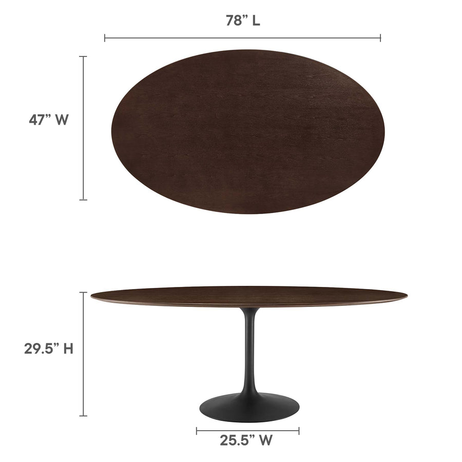 Lumen 78" Oval Wood Dining Table in Black Cherry Walnut
