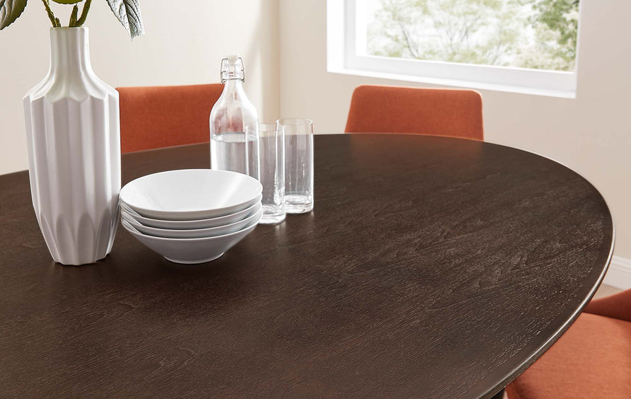 Lumen 78" Oval Wood Dining Table in Black Cherry Walnut