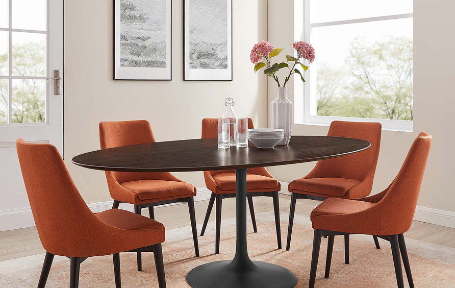 Lumen 78" Oval Wood Dining Table in Black Cherry Walnut