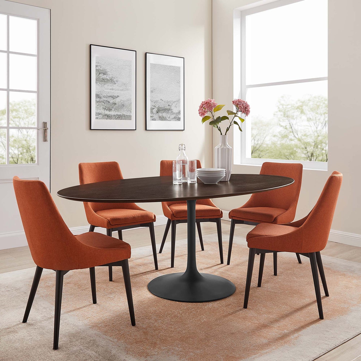 Lippa 78" Oval Wood Dining Table by Furniture For America