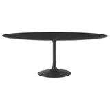 Lumen 78" Oval Faux Marble Dining Table in Black Black