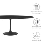 Lumen 78" Oval Faux Marble Dining Table in Black Black