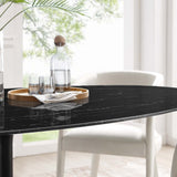 Lumen 78" Oval Faux Marble Dining Table in Black Black