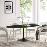 Lumen 78" Oval Faux Marble Dining Table in Black Black