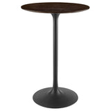 Lumen 28" Round Wood Bar Table in Black Cherry Walnut