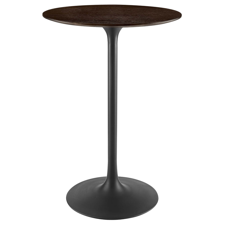 Lumen 28" Round Wood Bar Table in Black Cherry Walnut